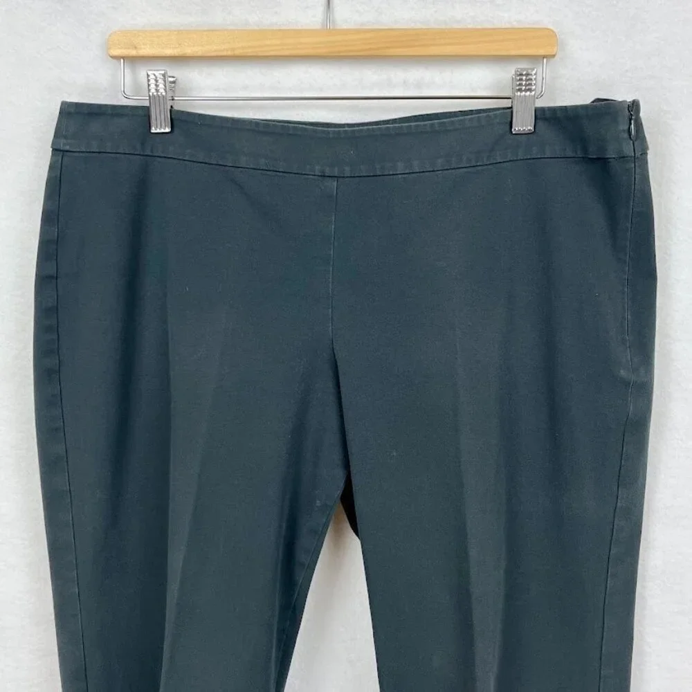 Eileen Fisher Straight Leg Pants Cotton Comfort Style Grandma Core Stretch L